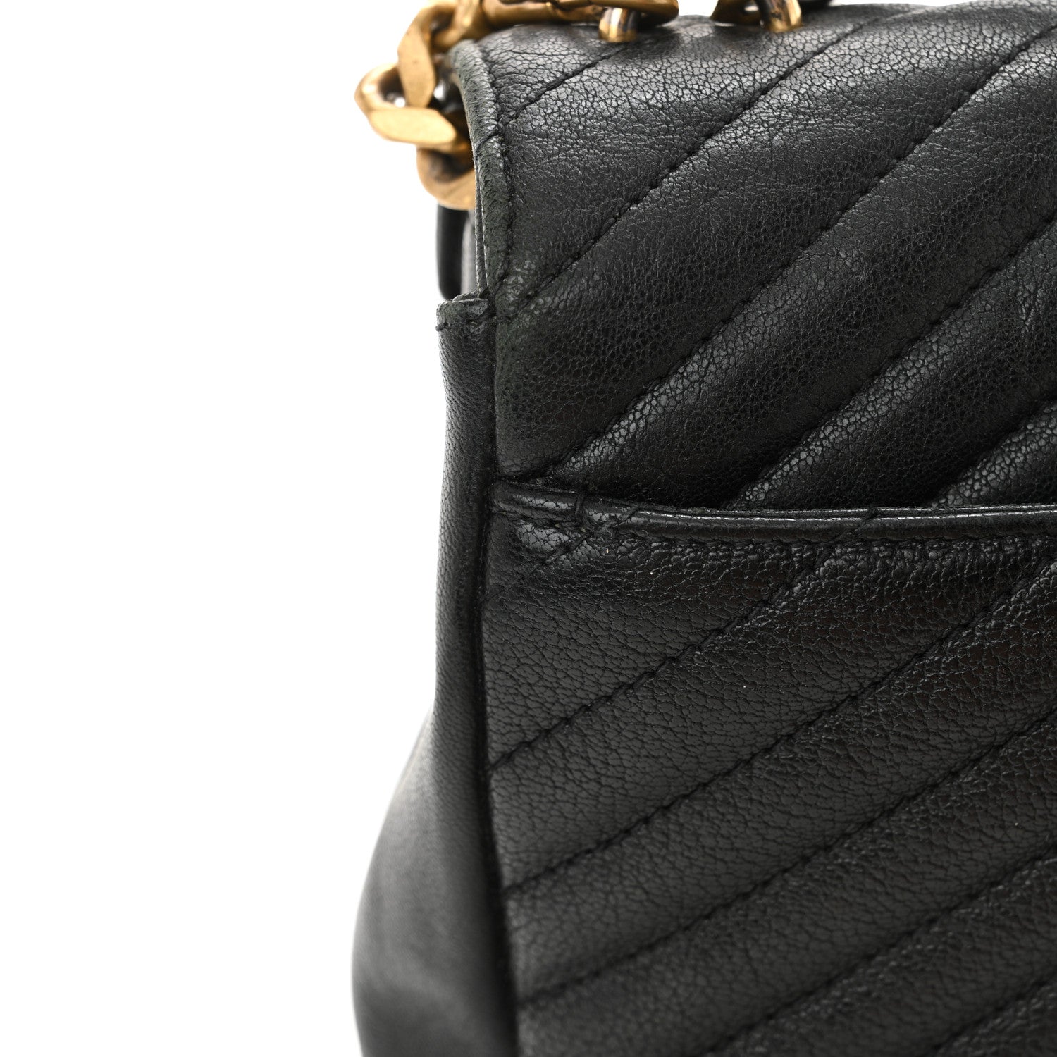 Saint Laurent Sheepskin Matelasse Chevron Monogram Medium College Bag Black 19 of 19
