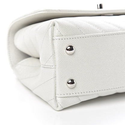 Chanel Iridescent Caviar Chevron Quilted Mini Coco Handle Flap White 8 of 11