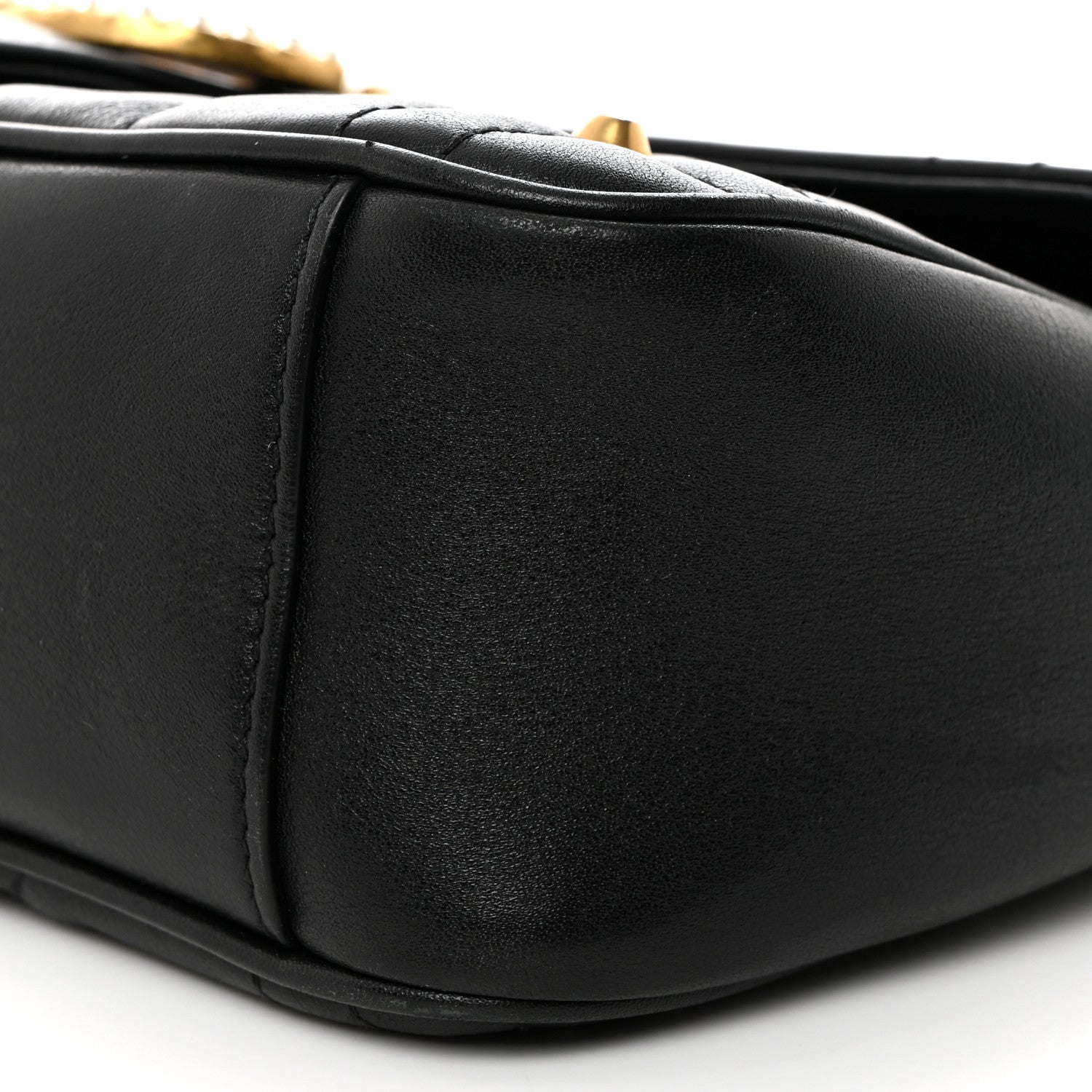 Gucci Calfskin Matelasse Studded Small Pearly GG Marmont Shoulder Bag Black 11 of 11