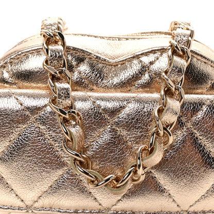 Chanel Metallic Lambskin Quilted CC In Love Heart Waist Belt Bag With Chain Gold 8 of 11