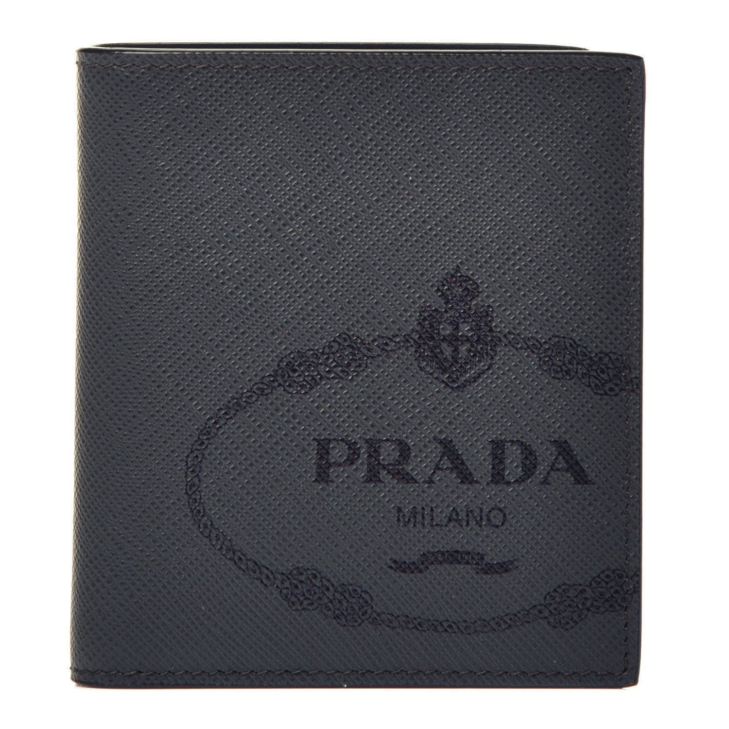 Prada Saffiano Logo Bi-Fold Wallet Anthracite 1 of 6