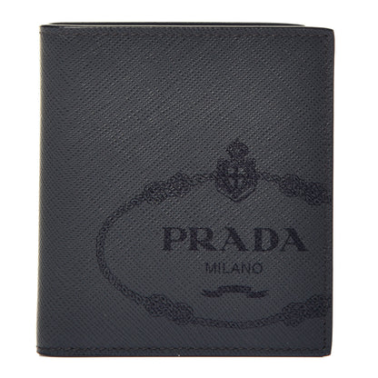 Prada Saffiano Logo Bi-Fold Wallet Anthracite 1 of 6