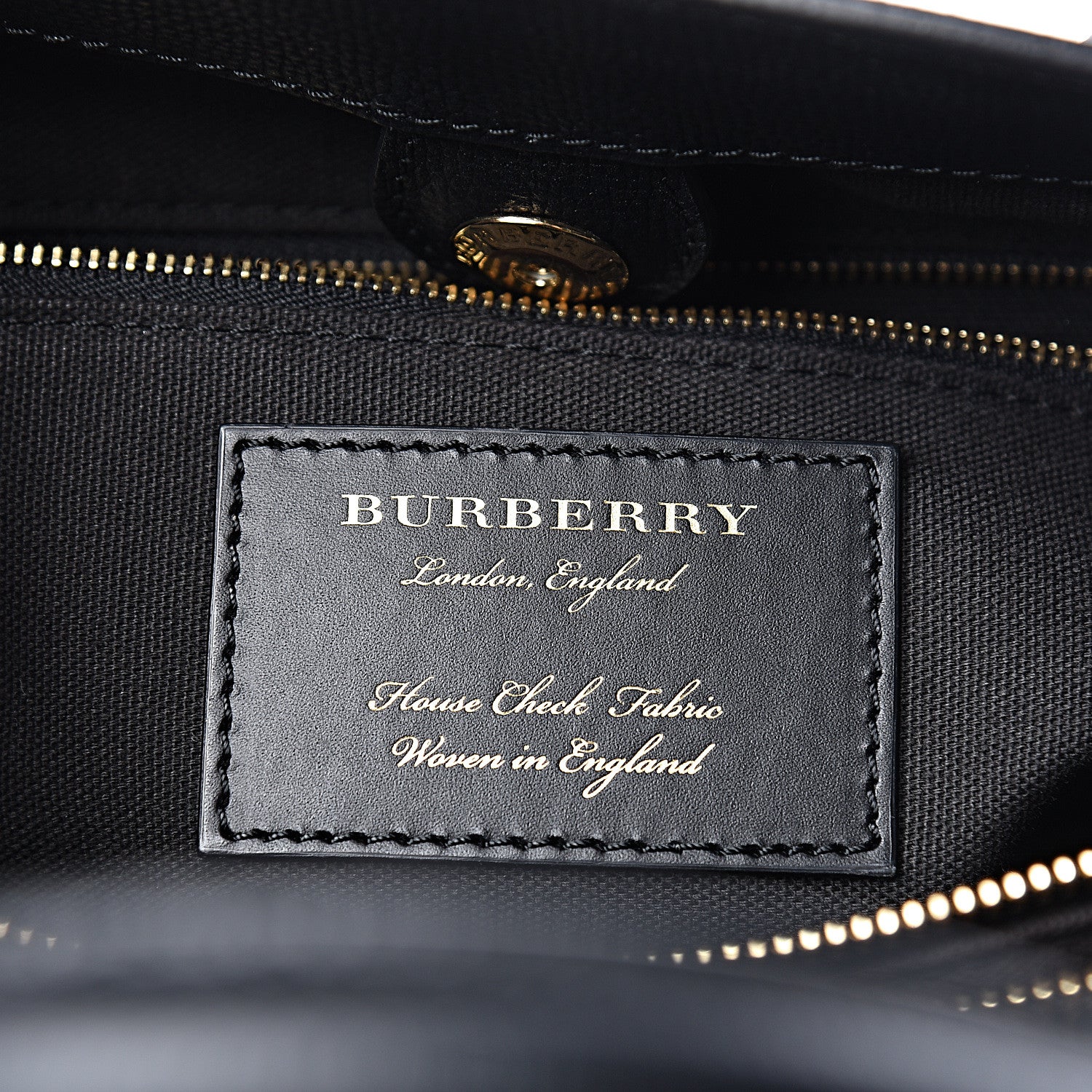 Burberry Grainy Calfskin House Check Medium Banner Tote Black 6 of 11