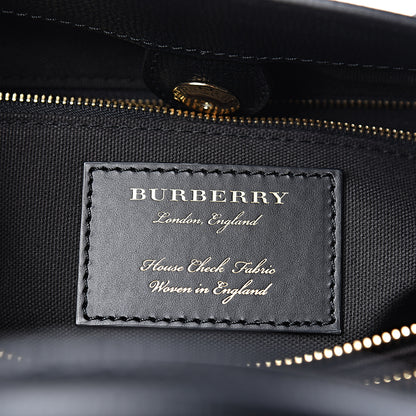 Burberry Grainy Calfskin House Check Medium Banner Tote Black 6 of 11