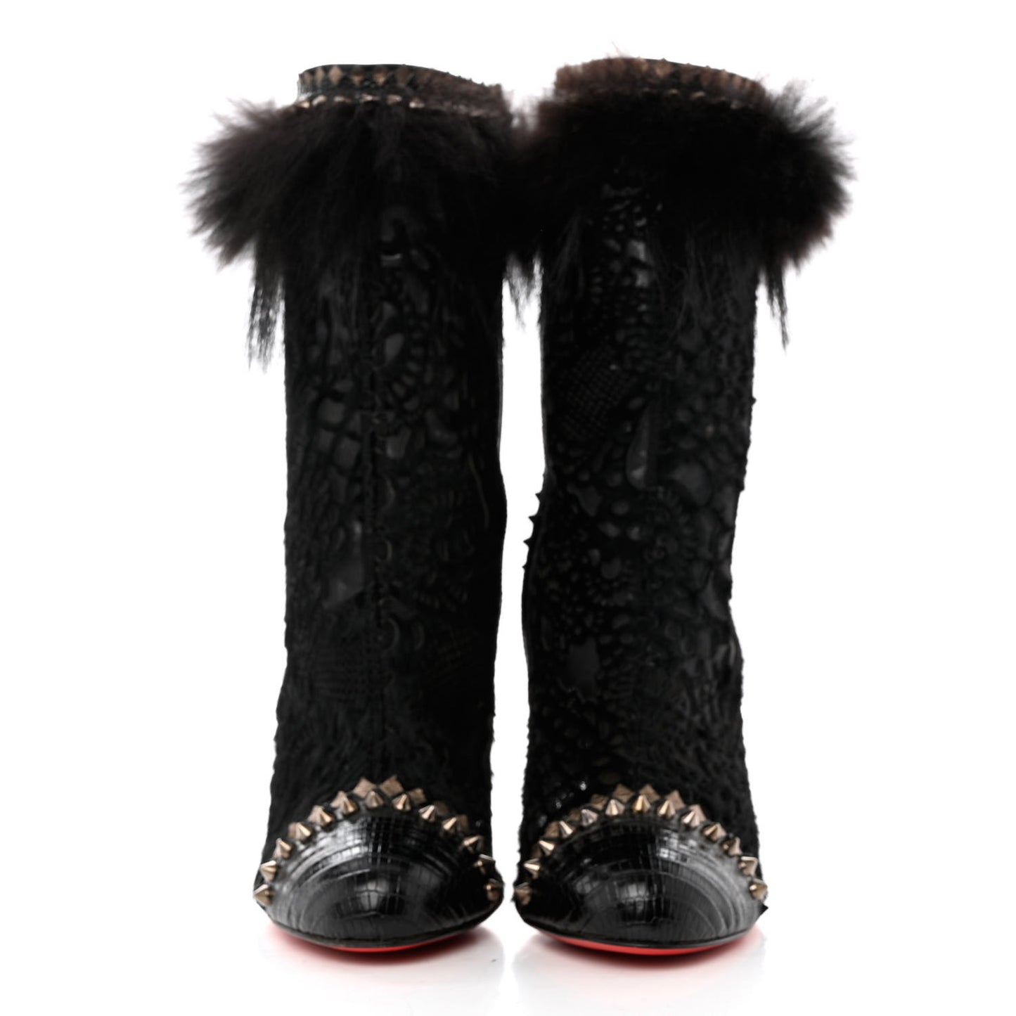 Lace Calf Hair Lizard Tootsie 100 Booties 39 Black Multicolor