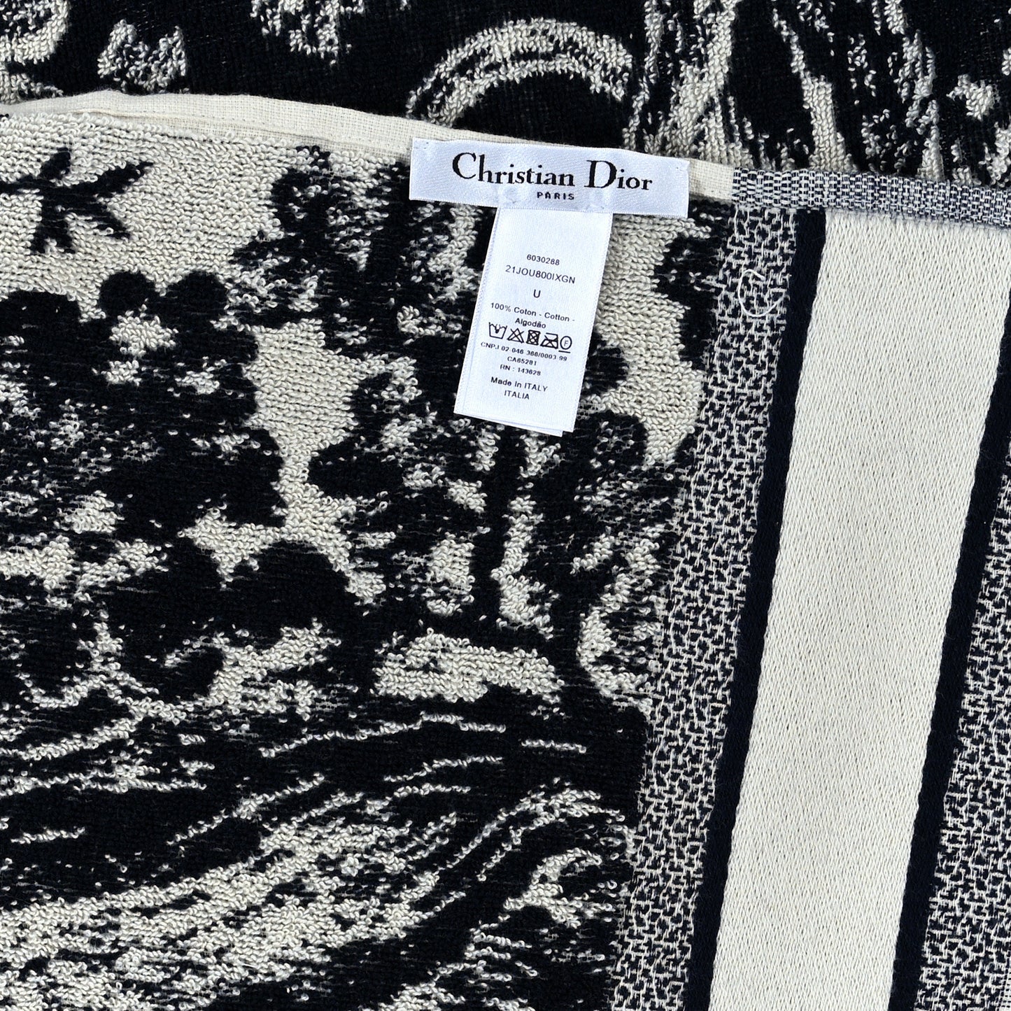 Cotton Toile De Jouy Reverse Towel Bleu Marine