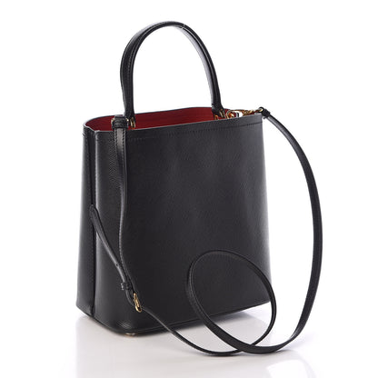 Prada Saffiano Cuir Medium Panier Bucket Bag Black Fuoco 3 of 9