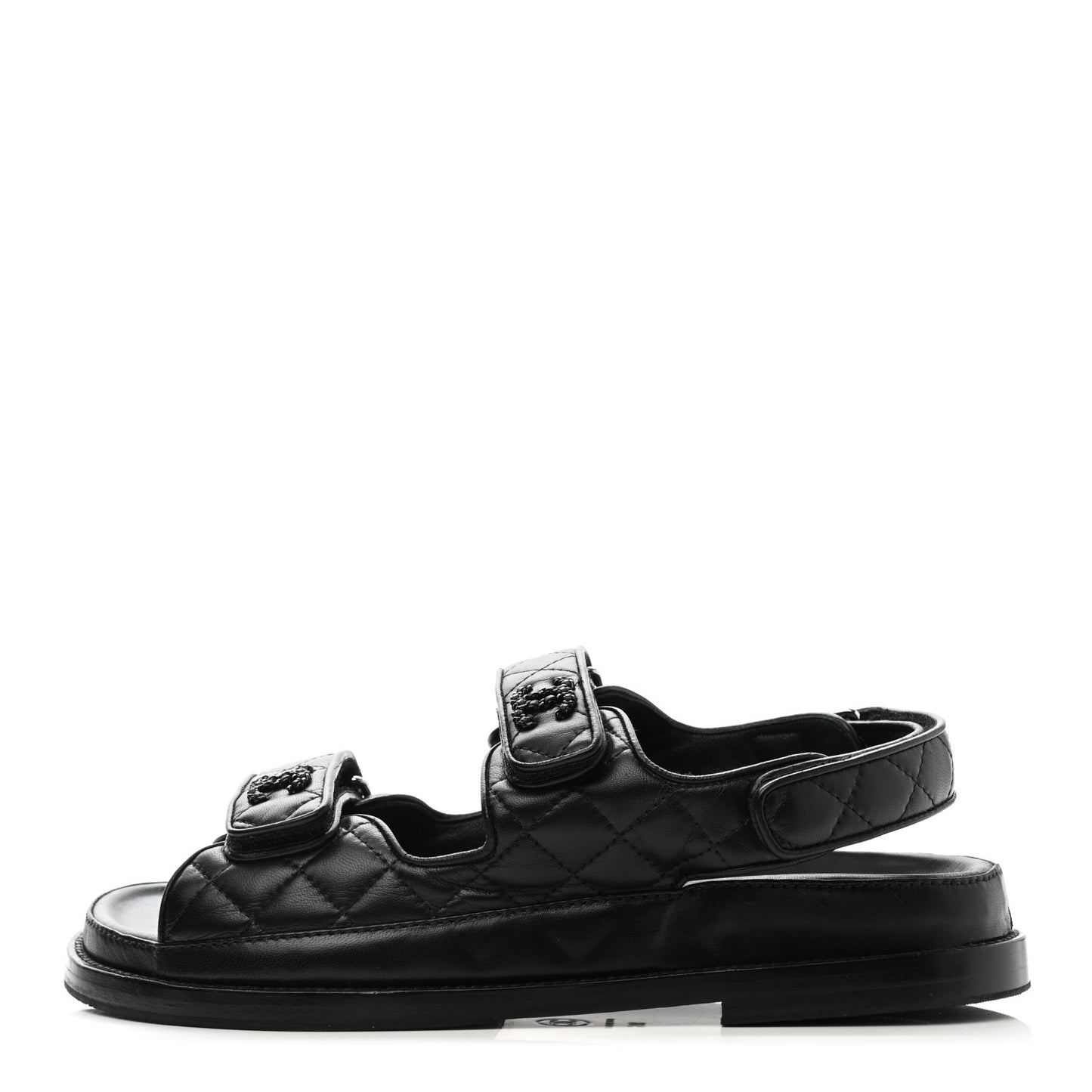 Lambskin Velcro Dad Sandals 38 Black