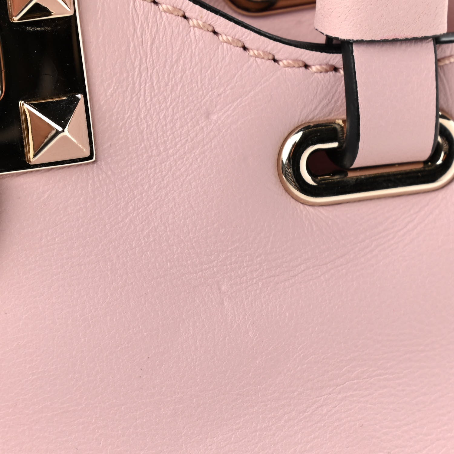 Valentino Garavani Pebbled Calfskin Mini Rockstud Tote Water Rose 12 of 13