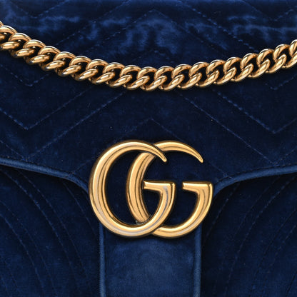Gucci Velvet Matelasse Small GG Marmont Shoulder Bag Cobalt Blue 8 of 20