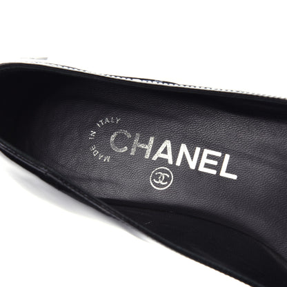 Chanel Patent Cap Toe Ballerina Flats 37 Black White 6 of 14