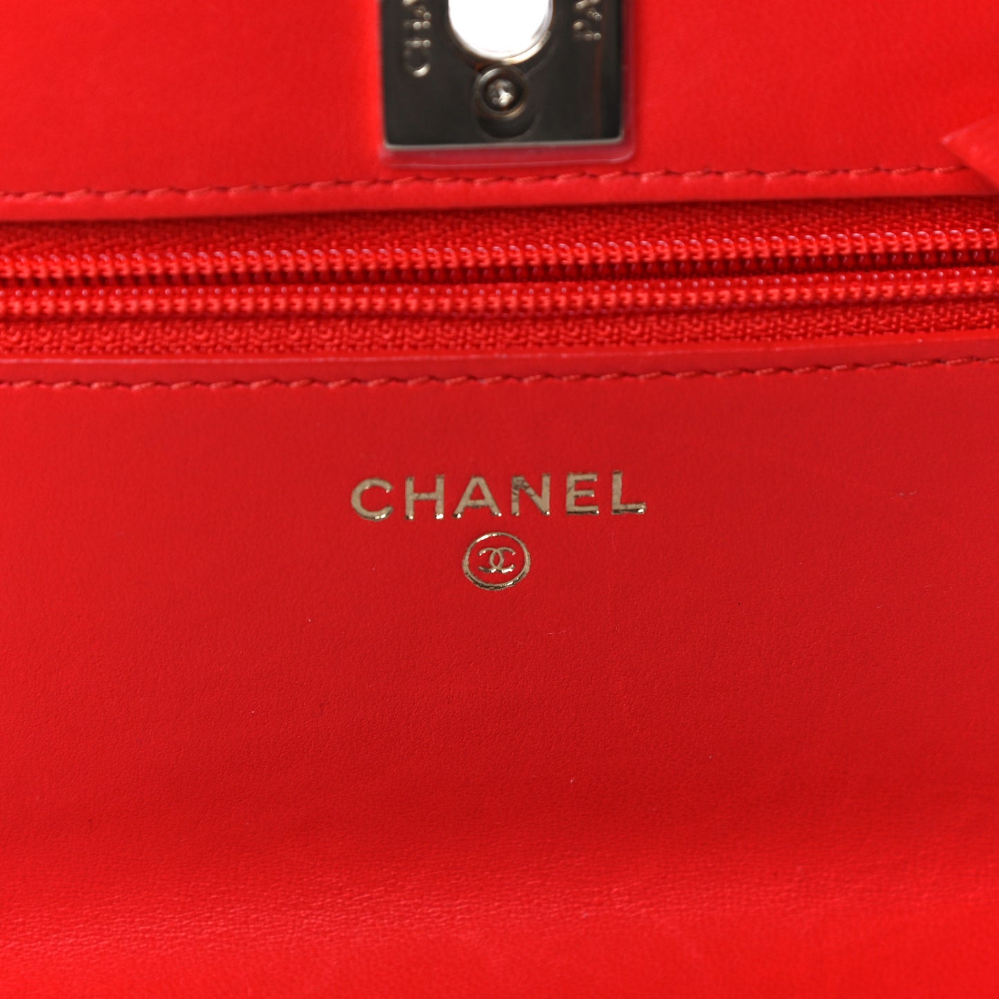 Lambskin Chevron Quilted Trendy CC Wallet On Chain WOC Red