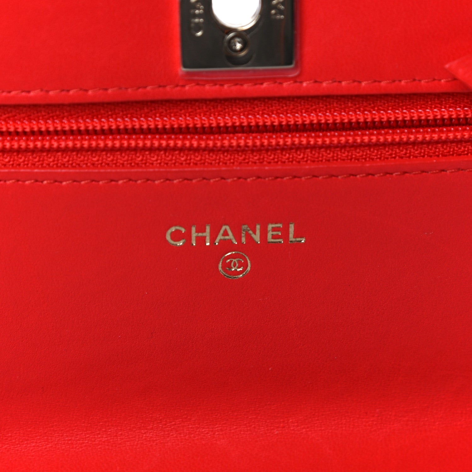 Chanel Lambskin Chevron Quilted Trendy CC Wallet On Chain WOC Red 6 of 18