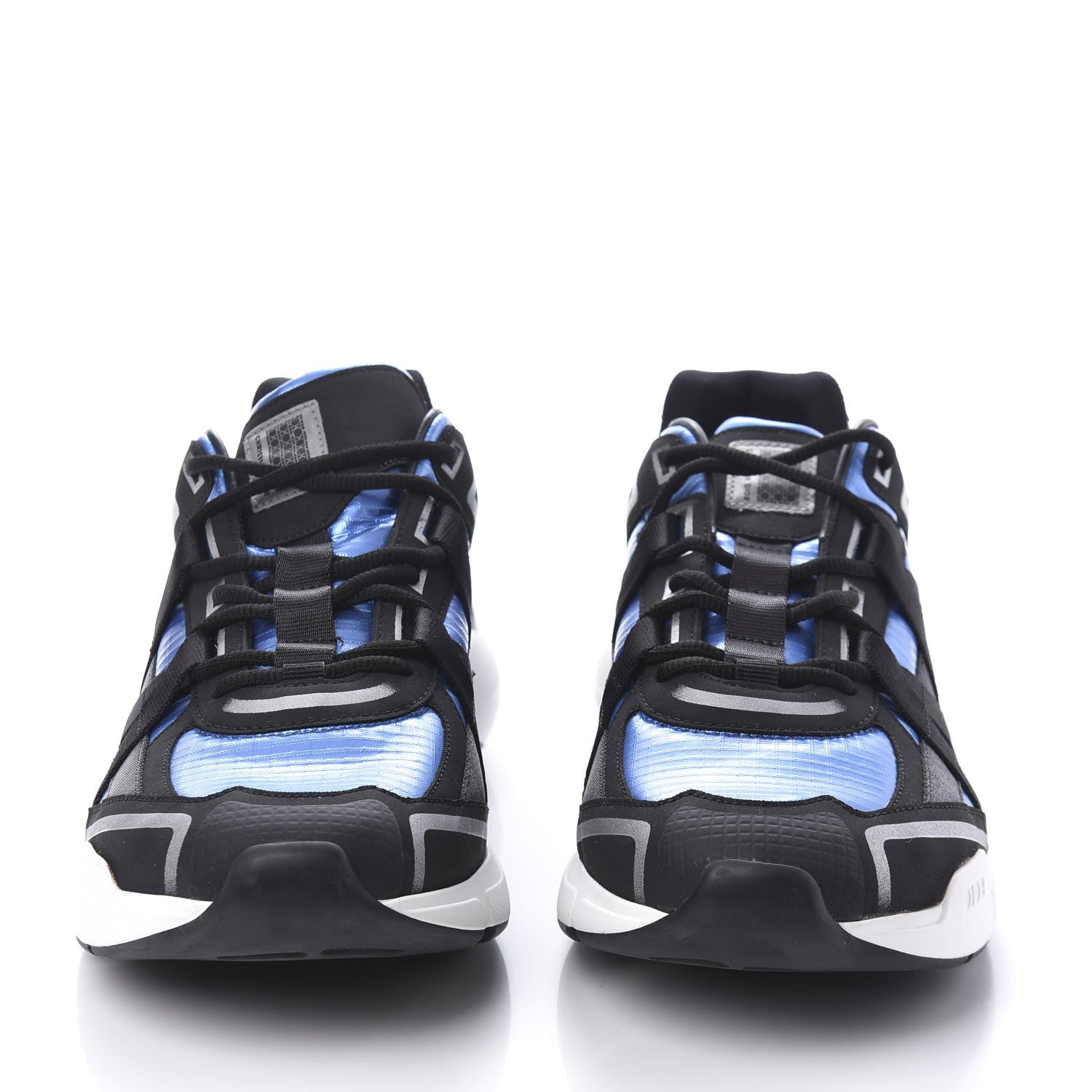 Christian Dior X Sorayama Ripstop Nylon Calfskin Womens B24 Runtek Sneakers 42 Blue Black 2 of 8
