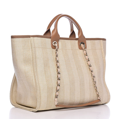 Chanel Mixed Fibers Striped Large Deauville Tote Beige 3 of 10