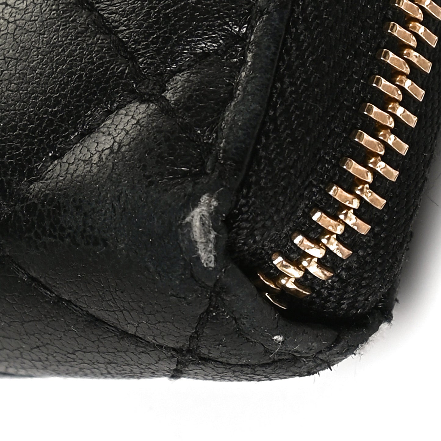 Calfskin Quilted Zip Around Wallet Black