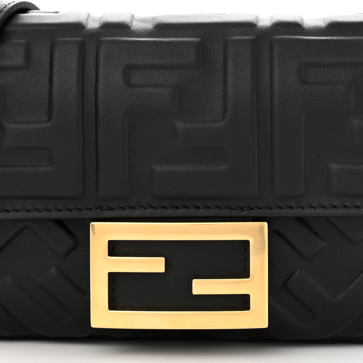 Fendi Nappa FF 1974 Embossed Mini Baguette Black 8 of 11