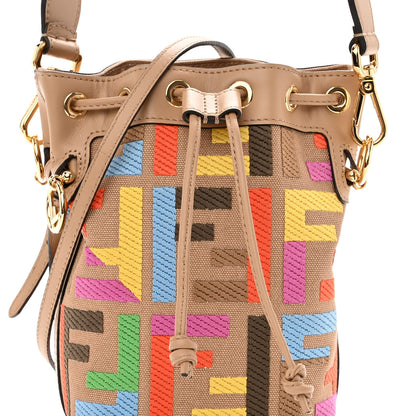 Fendi Canvas Vitello King F is Fendi FF Multicolor Embroidered Mini Mon Tresor Bucket Bag Multicolor Cuoio 8 of 10