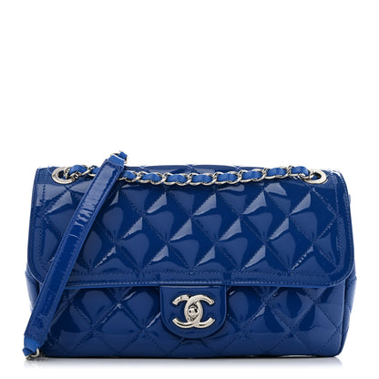Chanel Patent Quilted Large Coco Shine Flap Blue 1 of 12