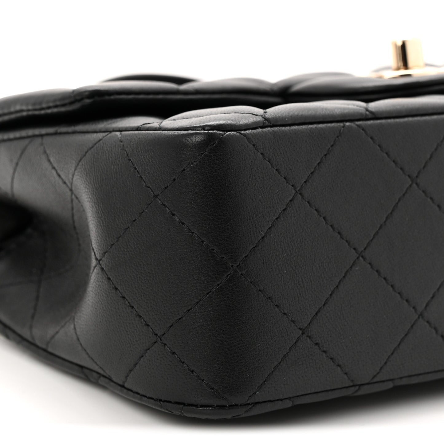Lambskin Quilted Mini Top Handle Rectangular Flap Black