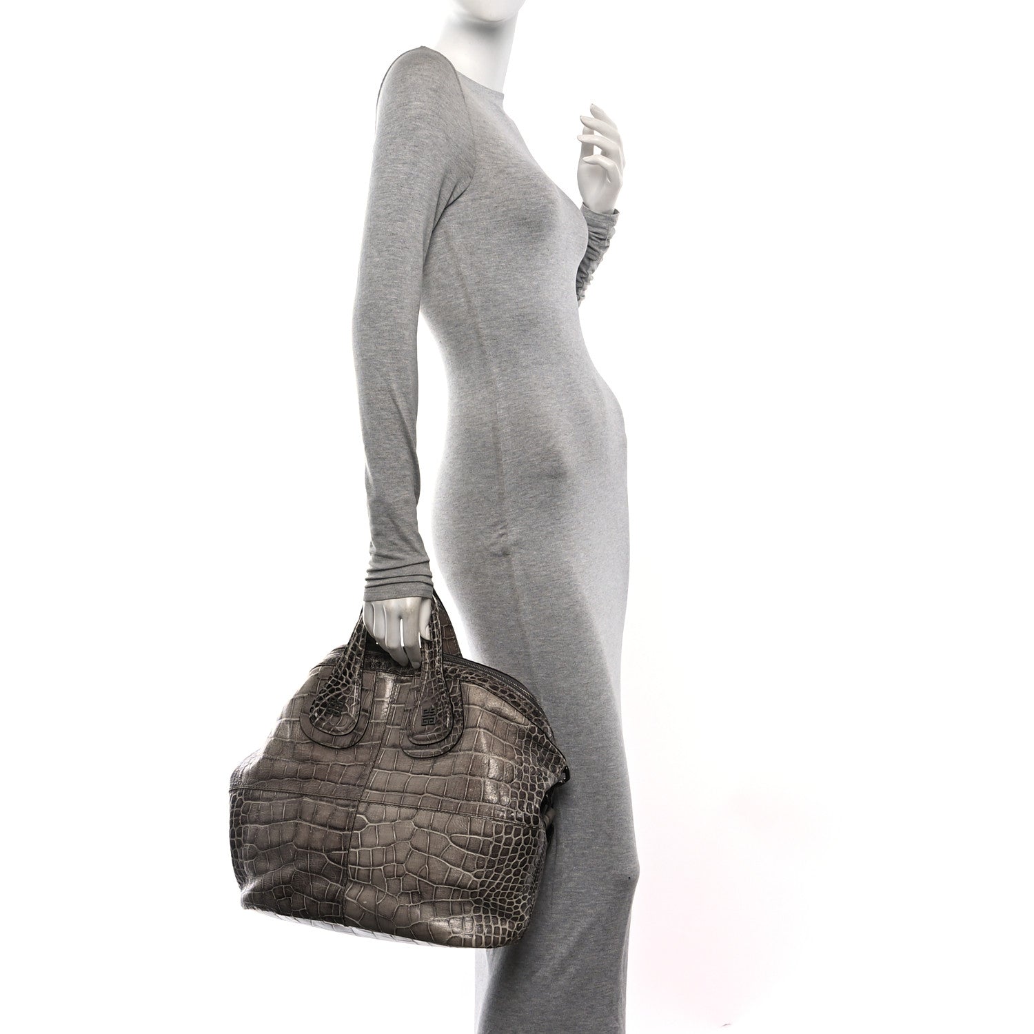 Givenchy Calfskin Crocodile Embossed Medium Nightingale Brown 2 of 10