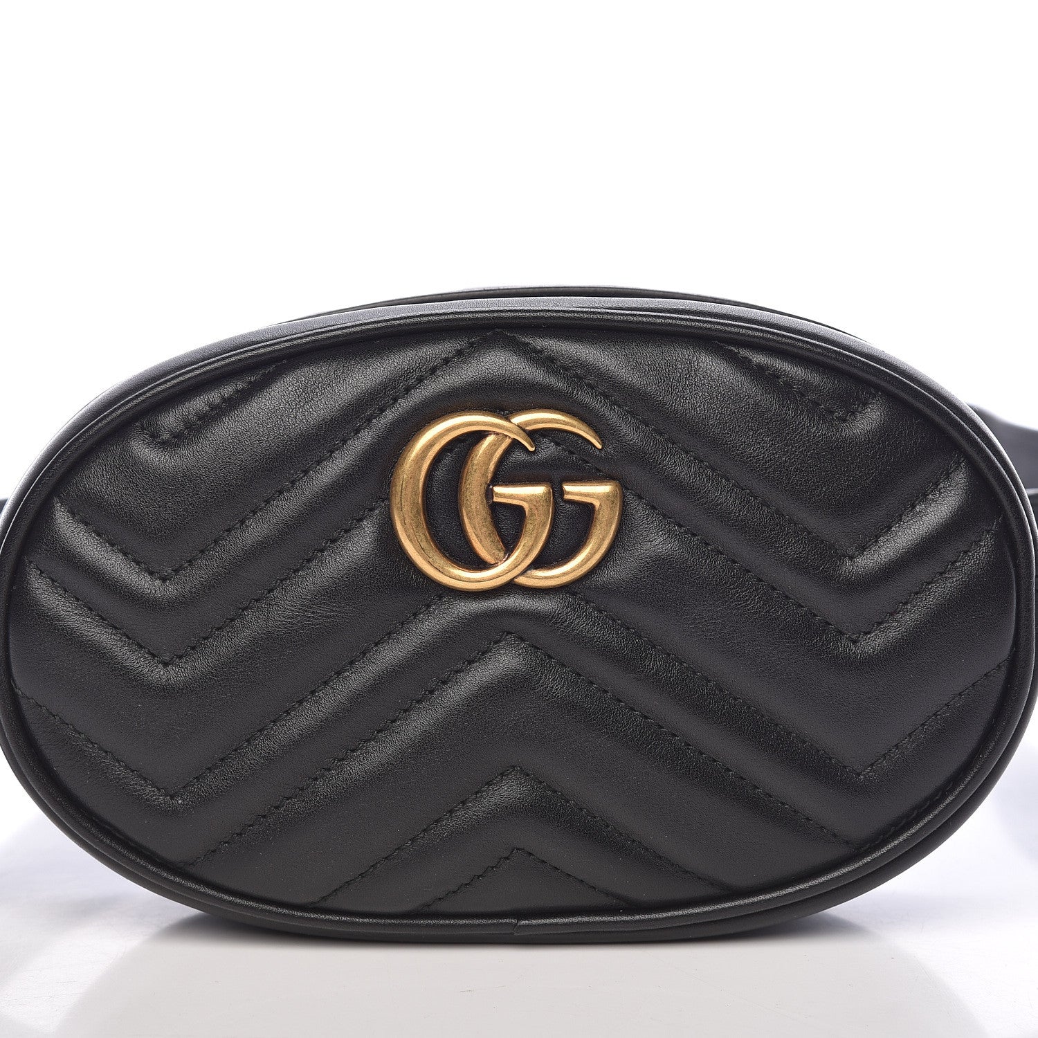 Gucci Calfskin Matelasse GG Marmont Belt Bag 85 34 Black 8 of 11
