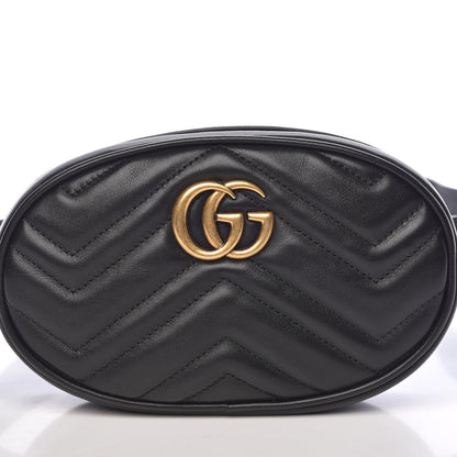 Gucci Calfskin Matelasse GG Marmont Belt Bag 85 34 Black 8 of 11