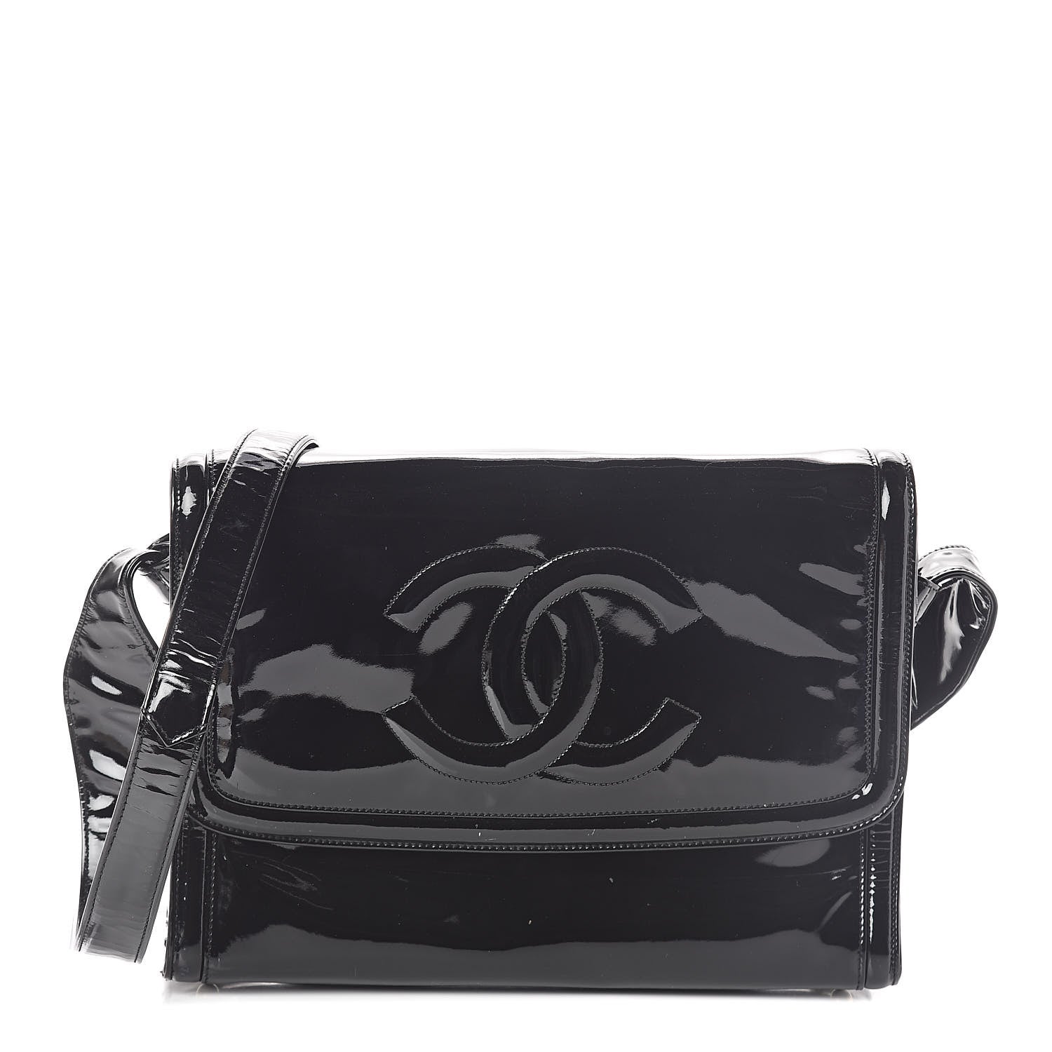 Chanel Patent CC Flap Shoulder Bag Black 1 of 9