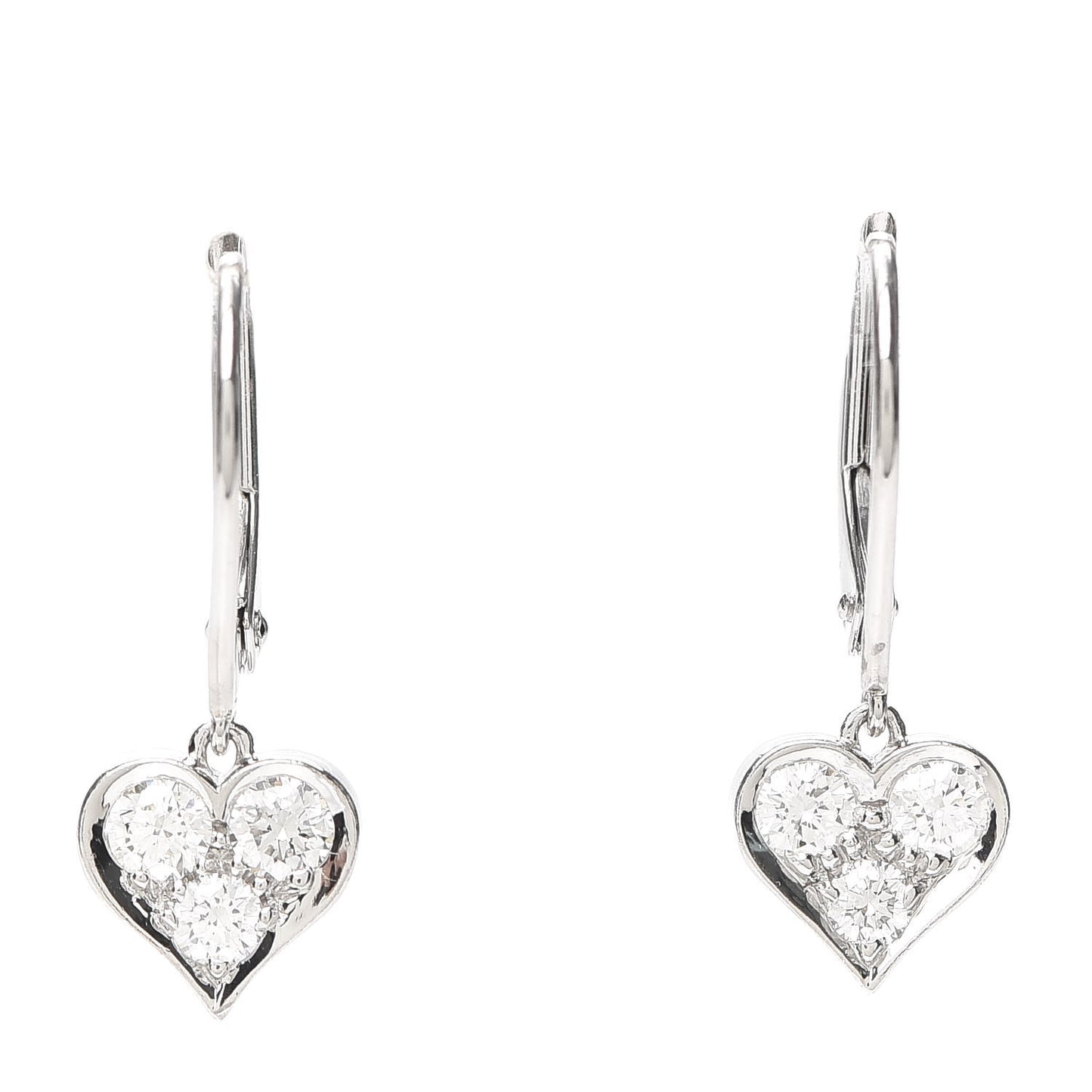 Platinum Diamond Heart Drop Earrings