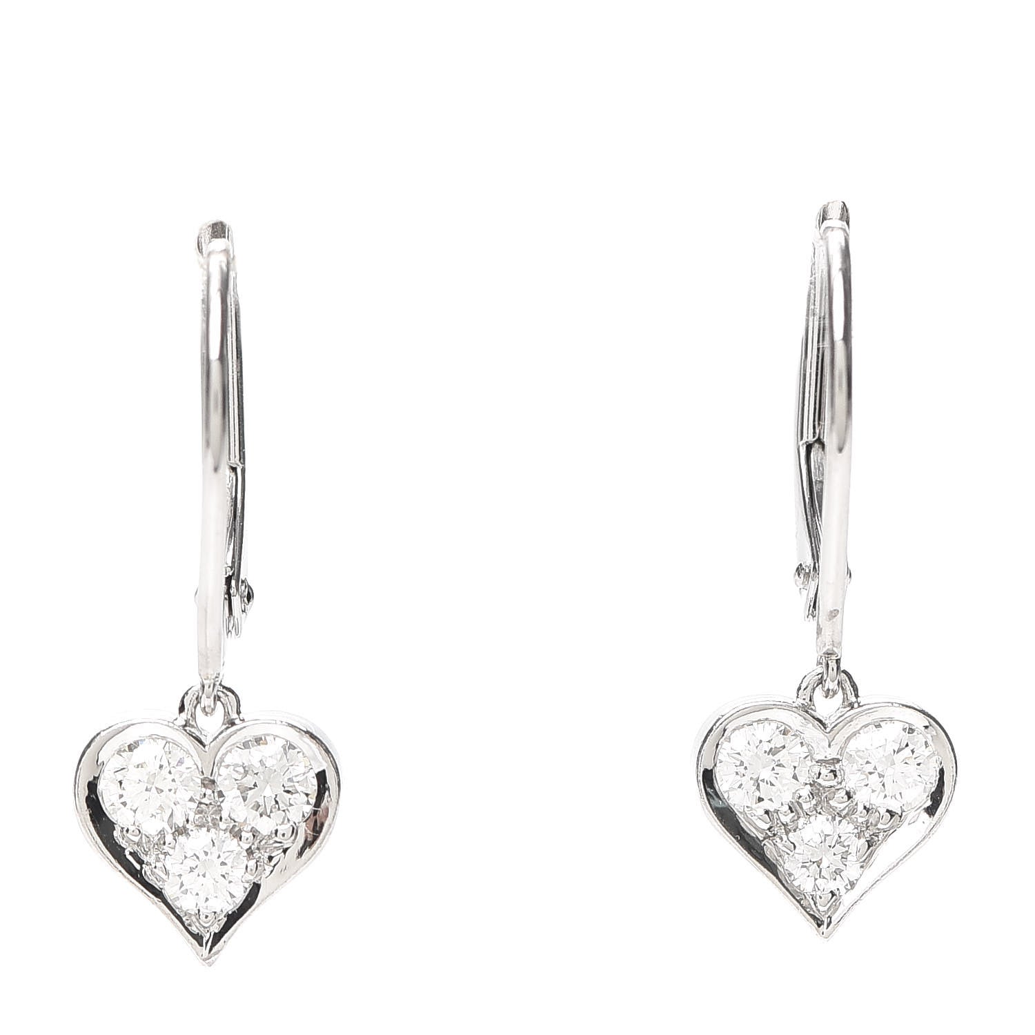 Tiffany Platinum Diamond Heart Drop Earrings 1 of 6