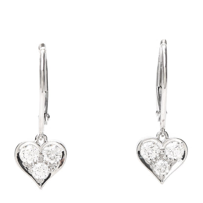 Tiffany Platinum Diamond Heart Drop Earrings 1 of 6