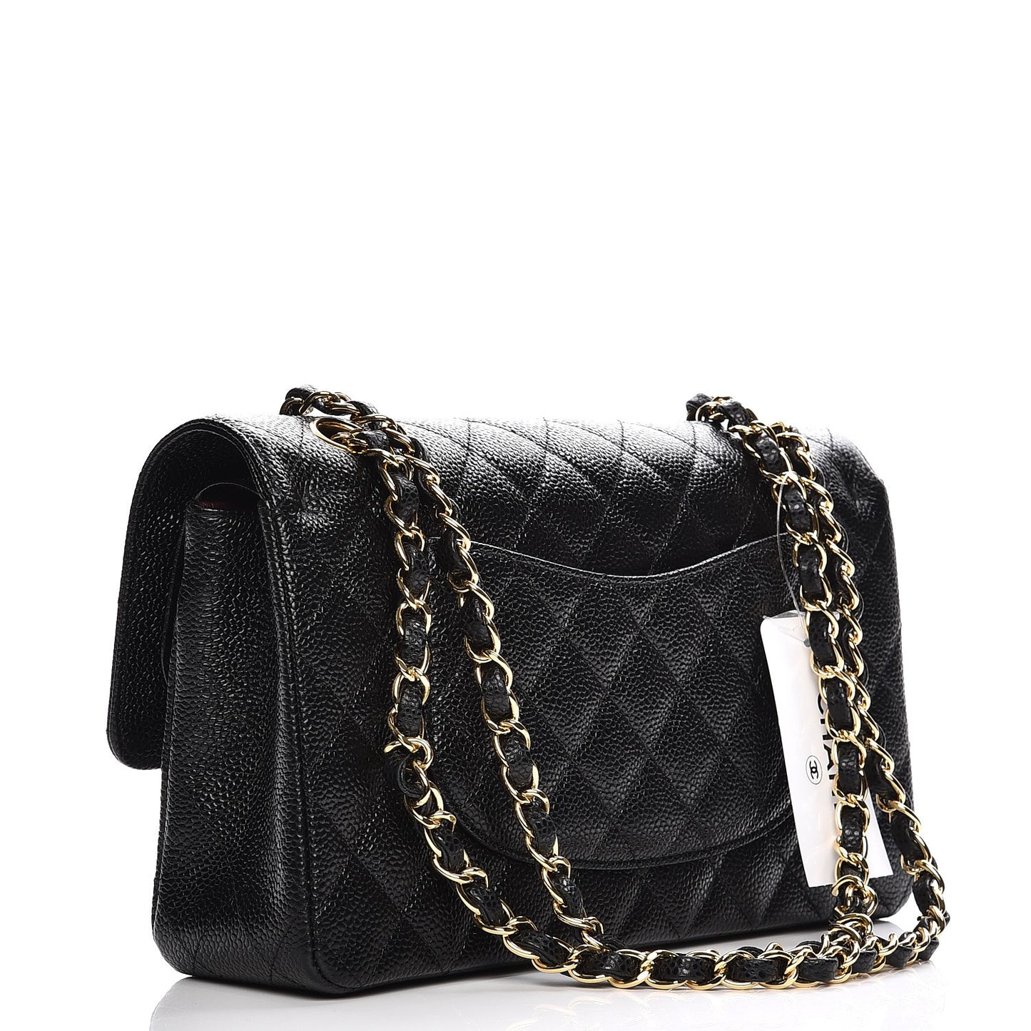 Caviar Quilted Medium Double Flap Black