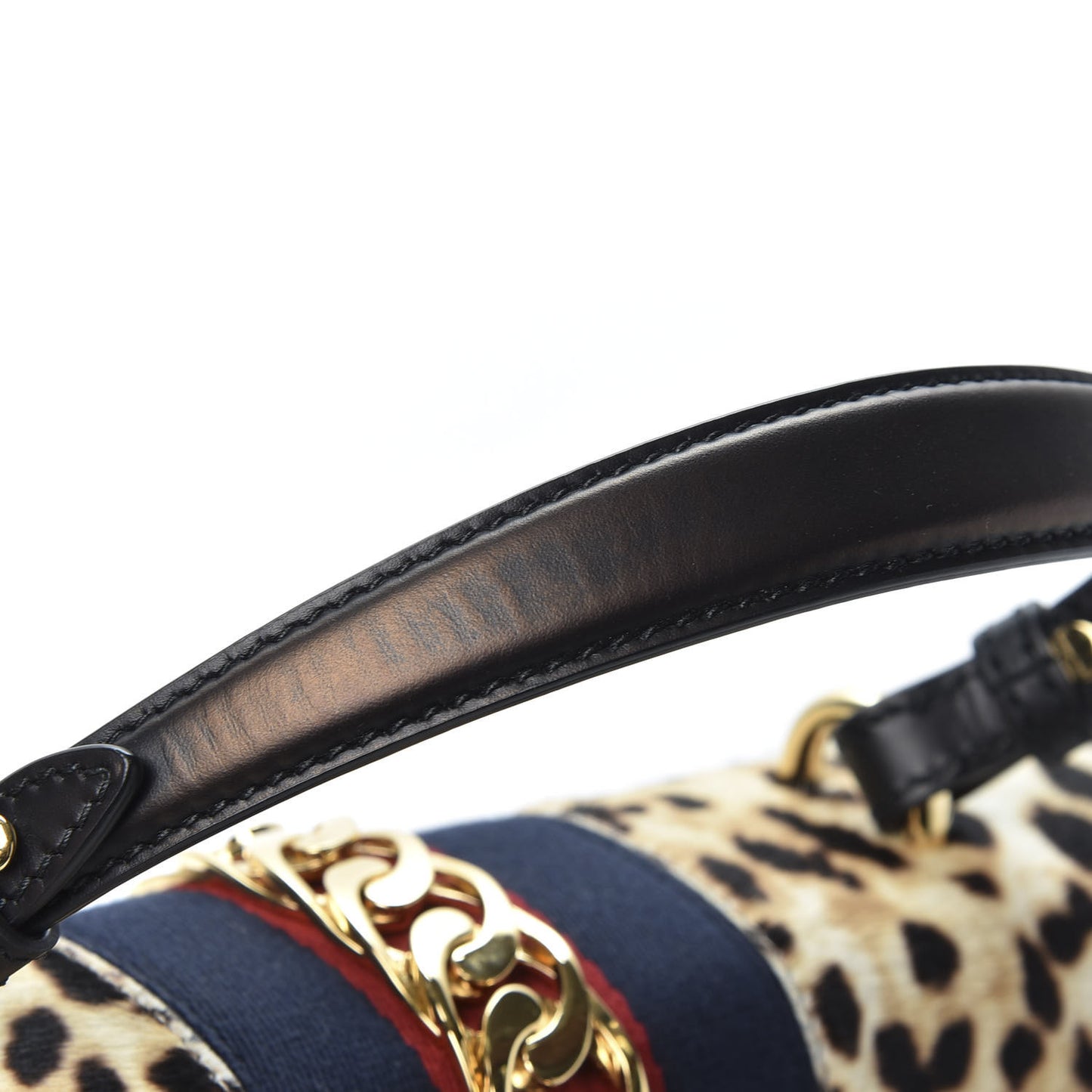 Calf Hair Leopard Print Medium Sylvie Top Handle Bag Naturale Black
