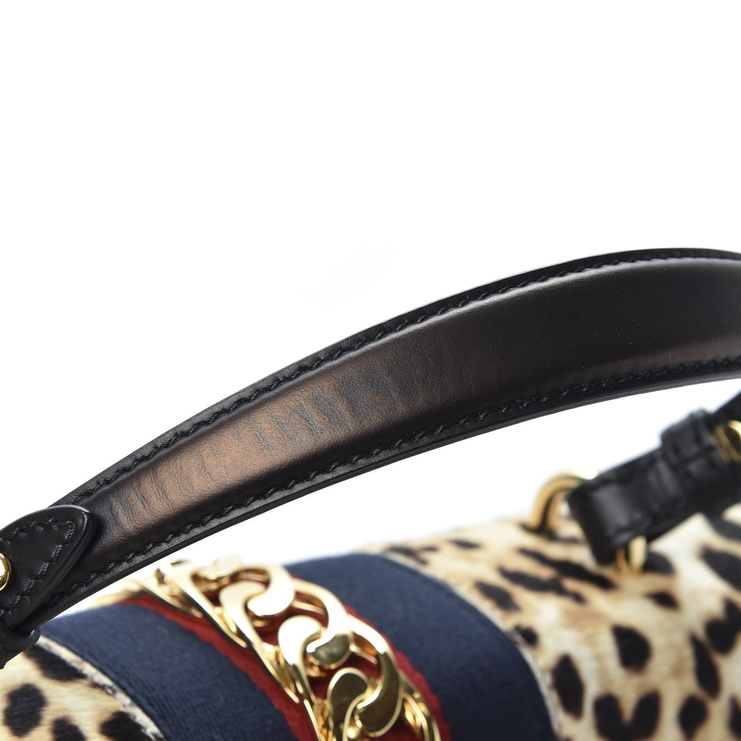Gucci Calf Hair Leopard Print Medium Sylvie Top Handle Bag Naturale Black 9 of 10