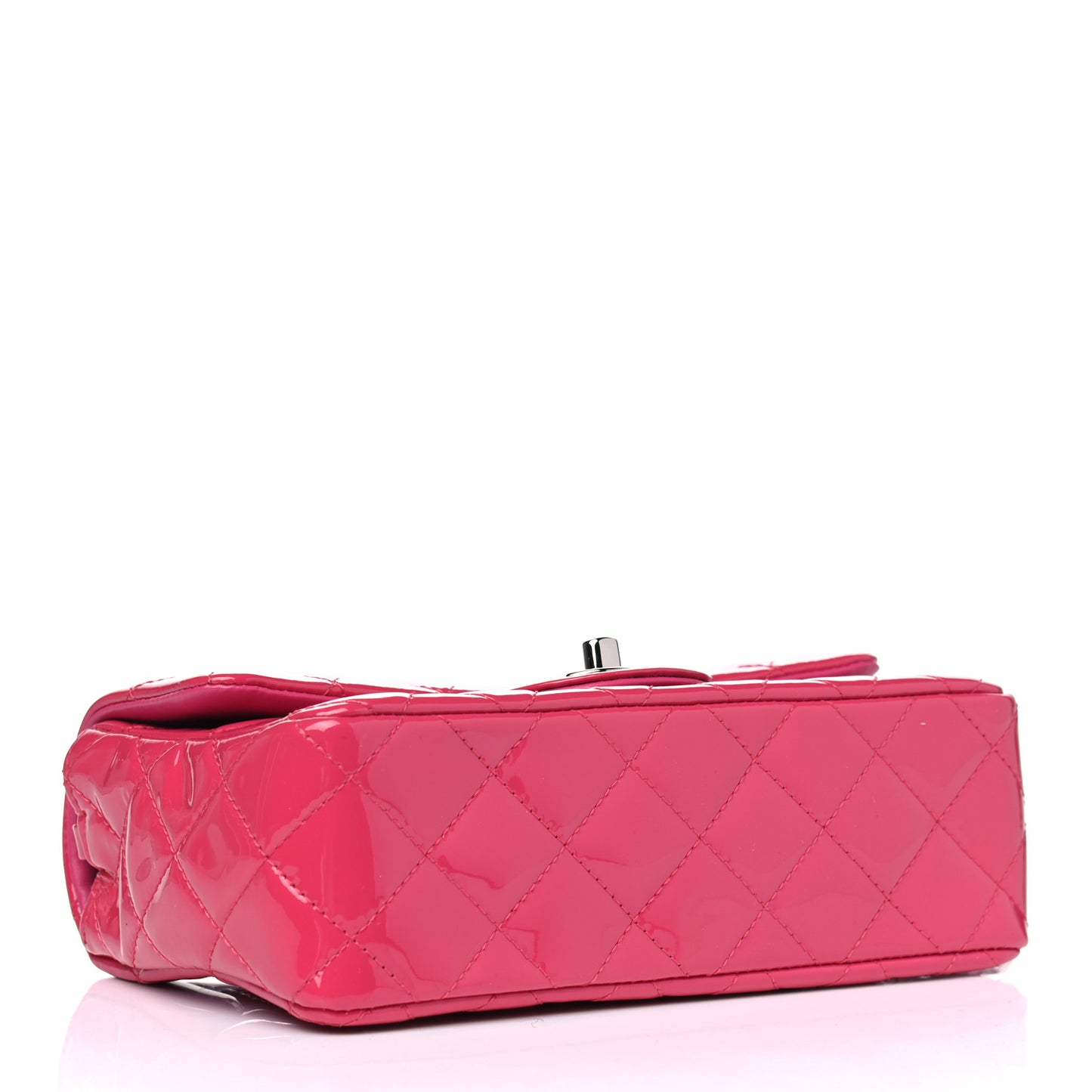 Patent Calfskin Quilted Mini Rectangular Flap Pink