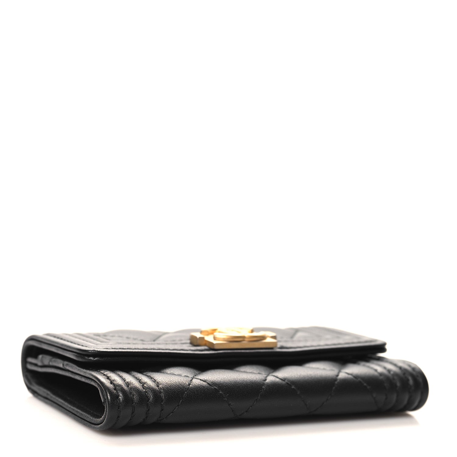 Chanel Lambskin Quilted Boy Flap Card Holder Black 4 of 9