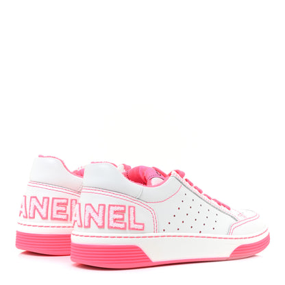 Chanel Calfskin Womens Logo Sneakers 36 Fuchsia White 4 of 9