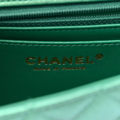 Chanel Iridescent Calfskin Quilted Mini Rectangular Flap Green 6 of 11