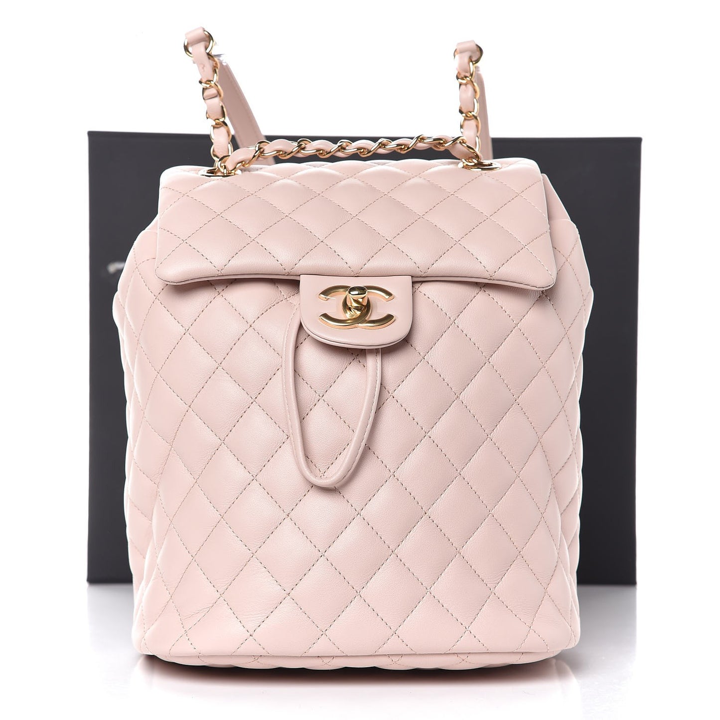 Calfskin Quilted Small Urban Spirit Backpack Beige