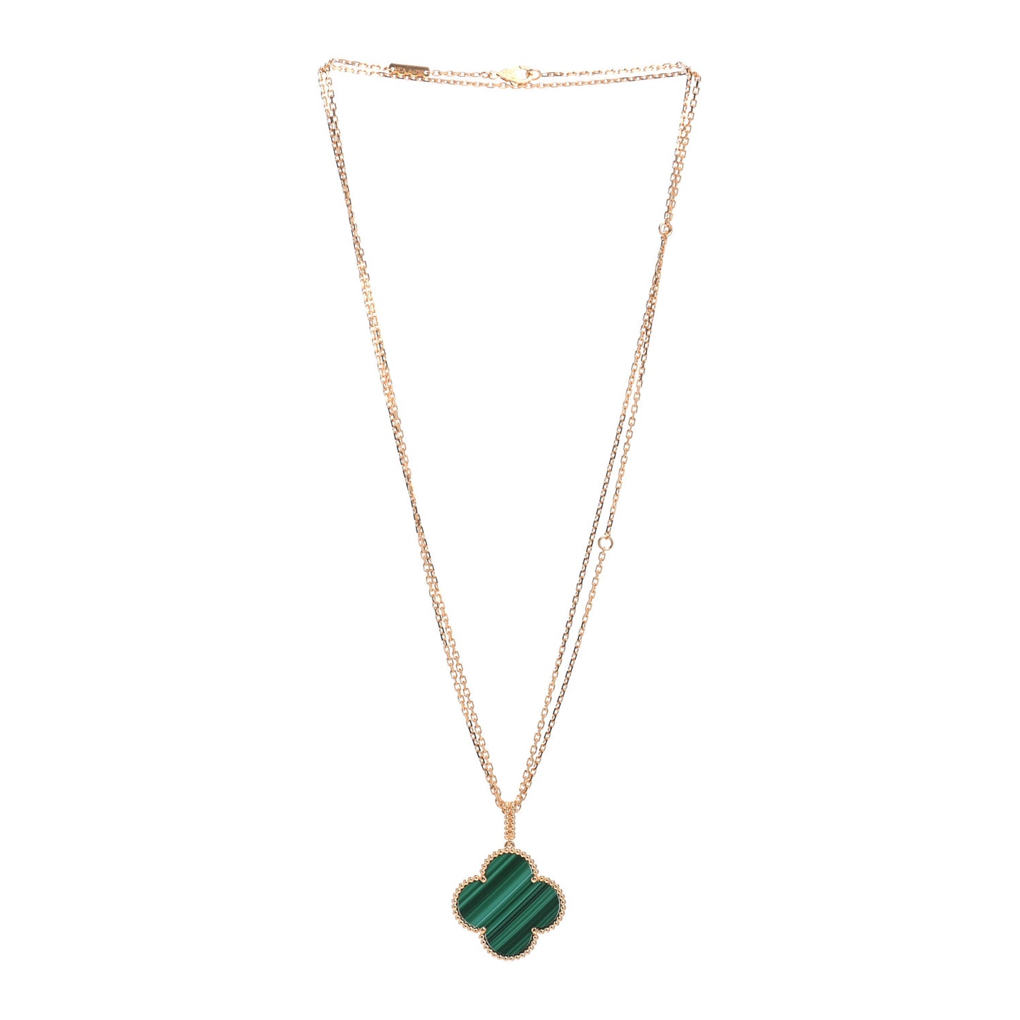 18K Yellow Gold Malachite Magic Alhambra Pendant Necklace