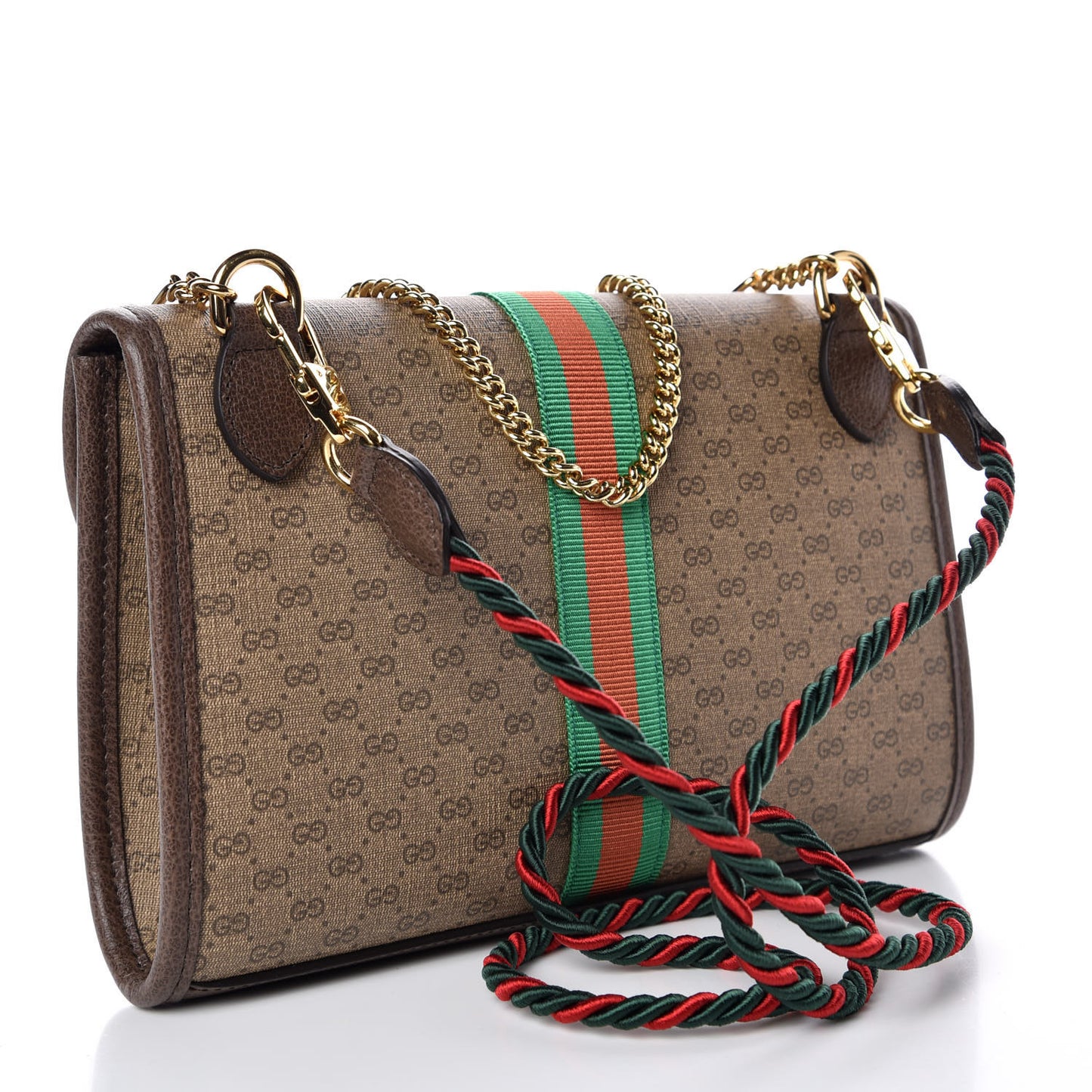 Mini Vintage GG Supreme Monogram Web Small Rajah Slim Flap Shoulder Bag Beige New Acero