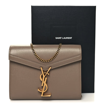 Saint Laurent Grain De Poudre Monogram Cassandra Chain Wallet Dark Beige 11 of 11