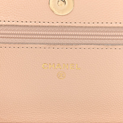 Chanel Caviar Quilted Coco Candy Wallet On Chain WOC Beige 6 of 13