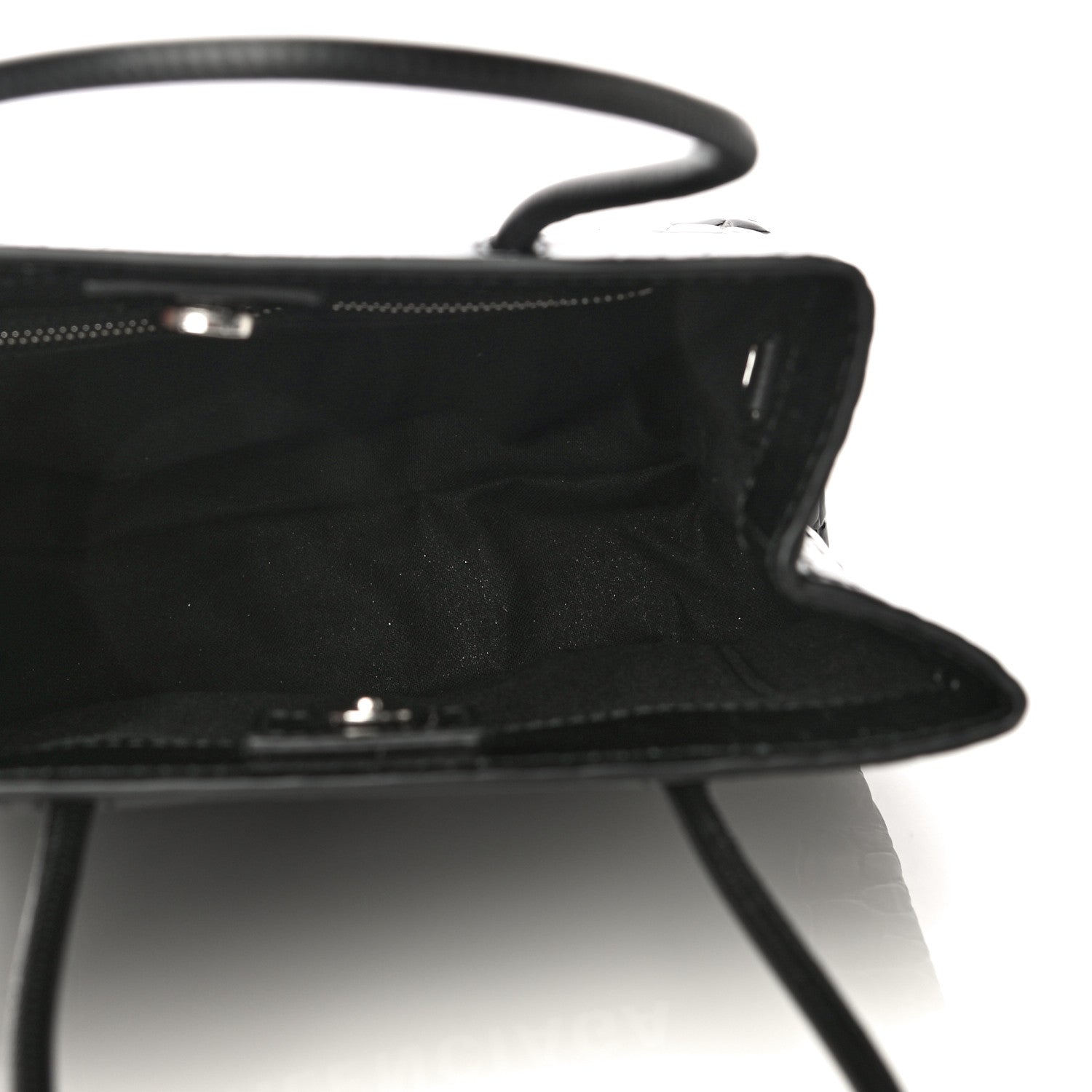 Balenciaga Shiny Calfskin Logo Crocodile Embossed North South Shopper Tote XXS Black White 9 of 12