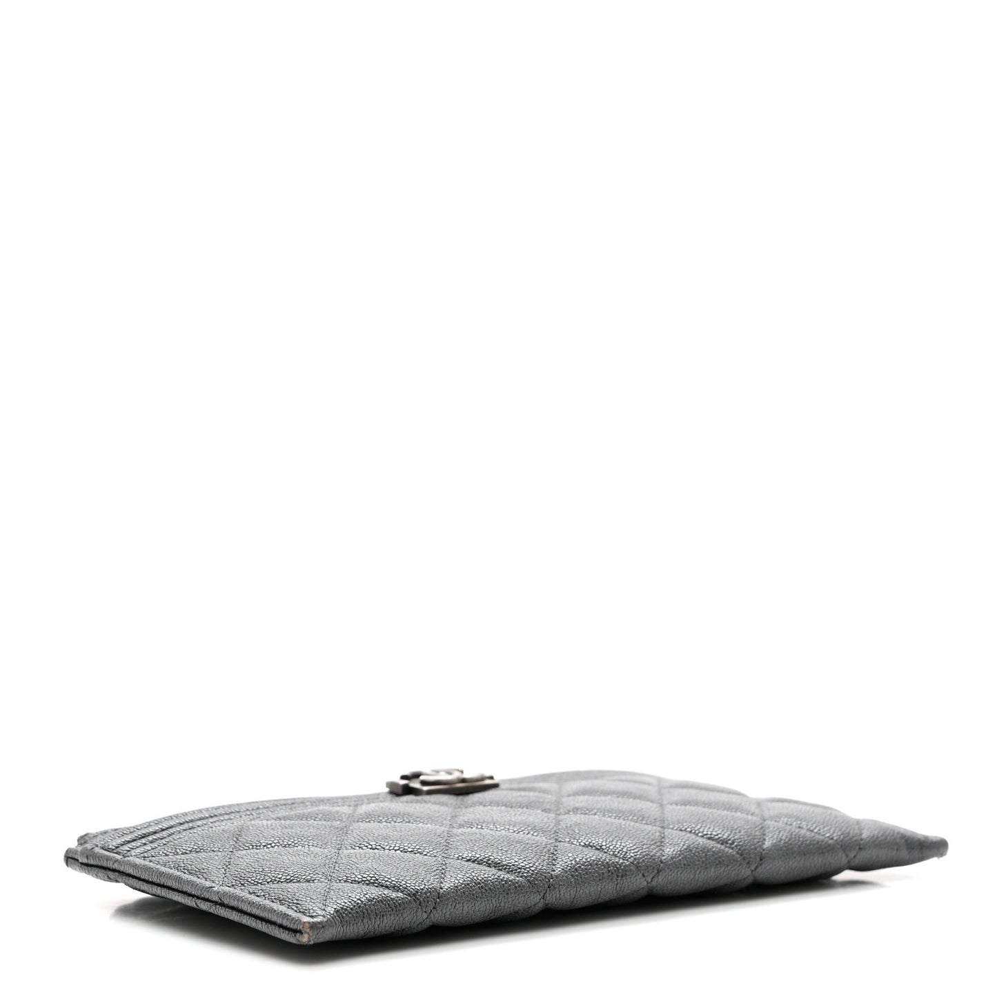 Caviar Quilted Classic Zip Boy Pouch Dark Grey