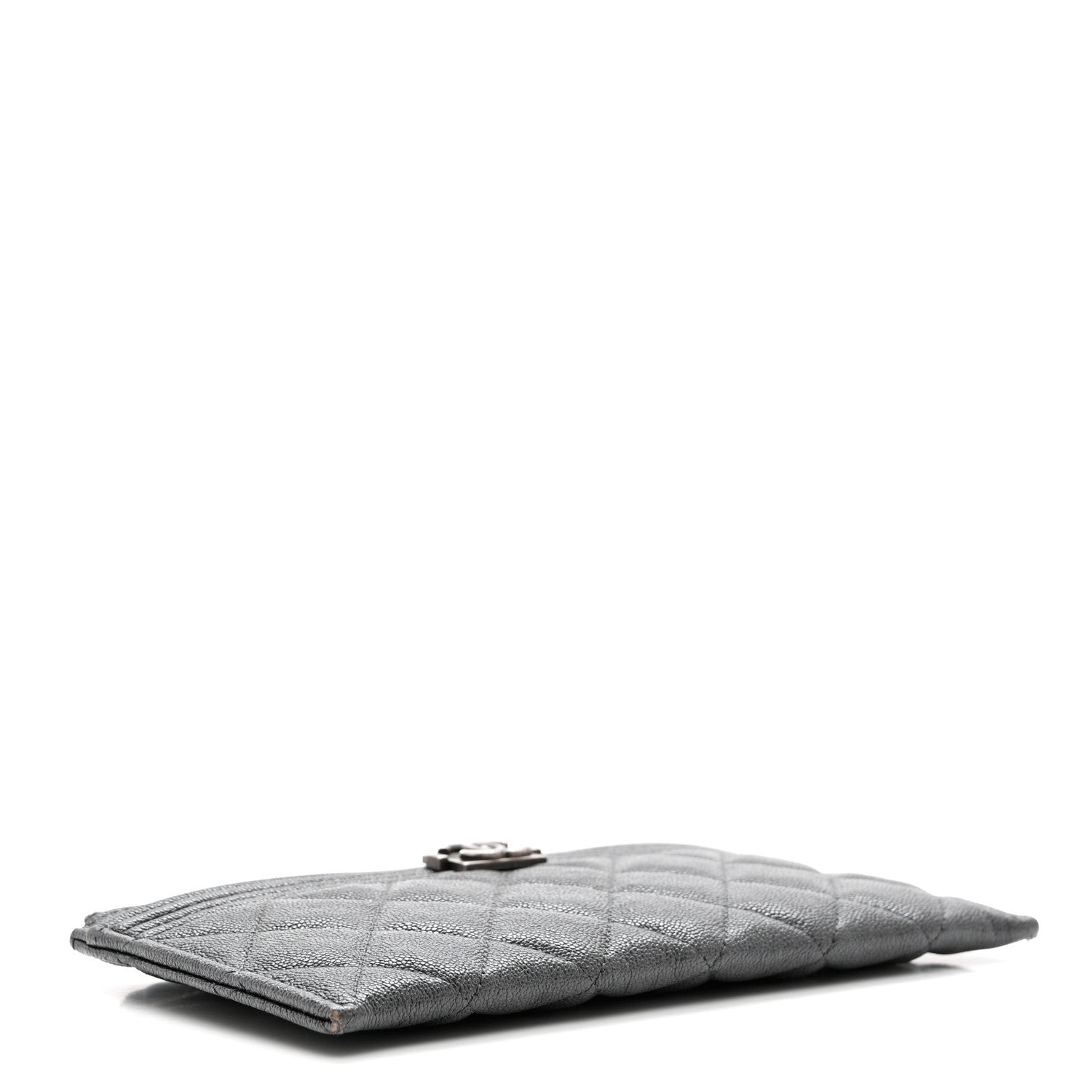 Chanel Caviar Quilted Classic Zip Boy Pouch Dark Grey 3 of 7