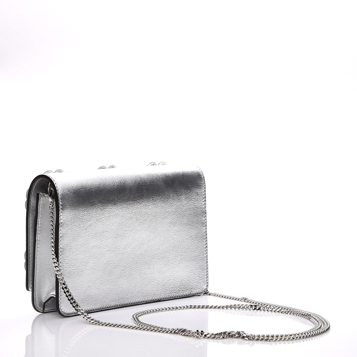 Fendi Vitello Catalan Mirror Flowerland Tube Wallet On Chain Argento 3 of 7