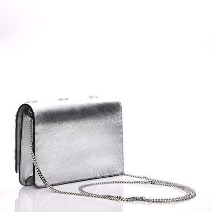 Fendi Vitello Catalan Mirror Flowerland Tube Wallet On Chain Argento 3 of 7