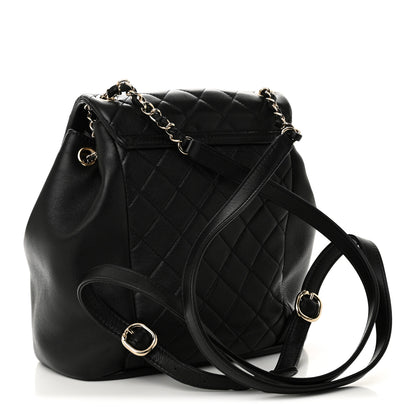 Chanel Lambskin Quilted Large Duma Drawstring Backpack Black 3 of 10