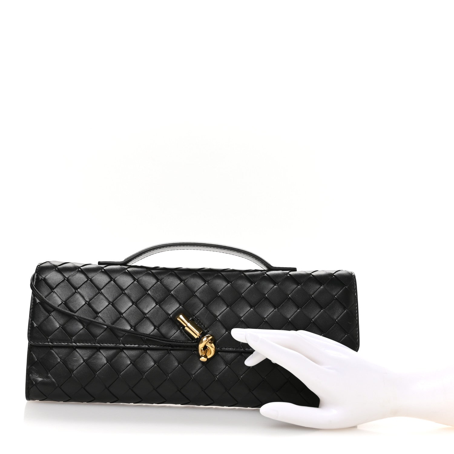 Bottega Veneta Nappa Intrecciato Long Andiamo Top Handle Clutch Black 2 of 7